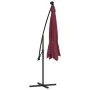 Sombrilla voladiza con luces LED y poste acero rojo vino tinto de vidaXL, Sombrillas - Ref: Foro24-313780, Precio: 121,18 €, ...