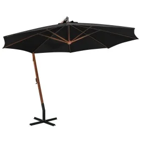 Sombrilla colgante con palo madera maciza abeto negro 3,5x2,9 m de vidaXL, Sombrillas - Ref: Foro24-313772, Precio: 202,78 €,...