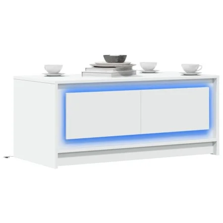 Mesa de centro con luces LED madera ingeniería blanca de , Mesas de centro - Ref: Foro24-851984, Precio: 90,79 €, Descuento: %