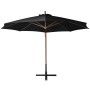 Sombrilla colgante con palo madera maciza abeto negro 3,5x2,9 m de vidaXL, Sombrillas - Ref: Foro24-313772, Precio: 206,63 €,...