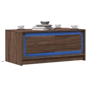 Mesa de centro con luces LED madera de ingeniería marrón roble de , Mesas de centro - Ref: Foro24-851990, Precio: 98,98 €, De...