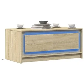 Mesa de centro con luces LED madera de ingeniería roble Sonoma de , Mesas de centro - Ref: Foro24-851986, Precio: 87,99 €, De...