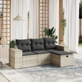 Set de sofás de jardín 4 pzas y cojines ratán sintético gris de , Conjuntos de jardín - Ref: Foro24-3264378, Precio: 279,98 €...
