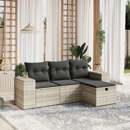 Set de sofás de jardín 4 pzas y cojines ratán sintético gris de , Conjuntos de jardín - Ref: Foro24-3264378, Precio: 279,98 €...