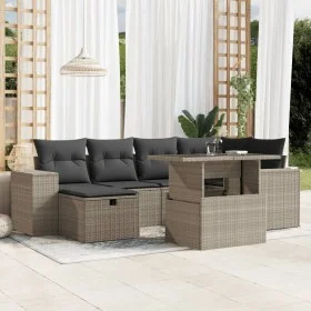 Set de sofás de jardín 7 pzas con cojines ratán PE gris claro de , Conjuntos de jardín - Ref: Foro24-3275302, Precio: 543,94 ...