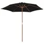 Sombrilla de jardín con palo de madera negra 270 cm de vidaXL, Sombrillas - Ref: Foro24-313762, Precio: 66,61 €, Descuento: %