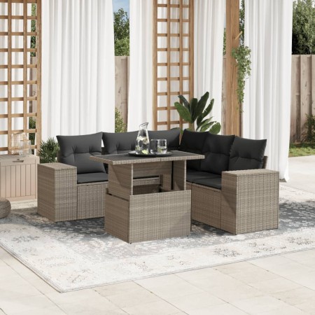Set de sofás de jardín 6 pzas y cojines ratán sintético gris de , Conjuntos de jardín - Ref: Foro24-3269162, Precio: 473,57 €...