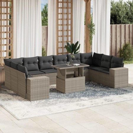 Set de sofás de jardín 11 pzas y cojines ratán sintético gris de , Conjuntos de jardín - Ref: Foro24-3269412, Precio: 885,19 ...