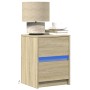 Mesita de noche con luces LED madera de ingeniería roble Sonoma de , Mesitas de noche - Ref: Foro24-852037, Precio: 50,98 €, ...