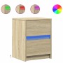 Mesita de noche con luces LED madera de ingeniería roble Sonoma de , Mesitas de noche - Ref: Foro24-852037, Precio: 50,98 €, ...