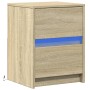 Mesita de noche con luces LED madera de ingeniería roble Sonoma de , Mesitas de noche - Ref: Foro24-852037, Precio: 50,98 €, ...