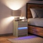 Mesita de noche con luces LED madera de ingeniería roble Sonoma de , Mesitas de noche - Ref: Foro24-852037, Precio: 50,98 €, ...