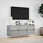 Mueble de TV de pared con luces LED gris Sonoma 130x31x45 cm de , Muebles TV - Ref: Foro24-852304, Precio: 100,41 €, Descuent...