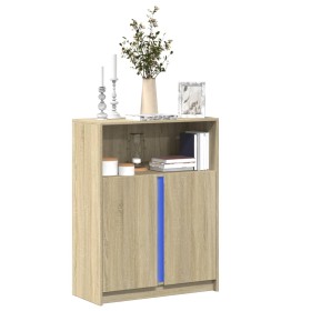 Aparador con LED madera de ingeniería roble Sonoma 77x34x100 cm de , Aparadores - Ref: Foro24-852147, Precio: 81,18 €, Descue...
