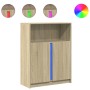 Aparador con LED madera de ingeniería roble Sonoma 77x34x100 cm de , Aparadores - Ref: Foro24-852147, Precio: 81,18 €, Descue...
