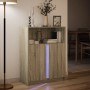 Aparador con LED madera de ingeniería roble Sonoma 77x34x100 cm de , Aparadores - Ref: Foro24-852147, Precio: 81,18 €, Descue...