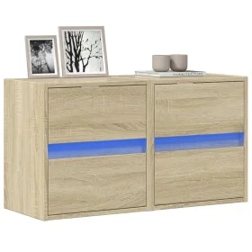 Muebles de TV de pared luces LED 2 uds roble Sonoma 41x31x45 cm de , Muebles TV - Ref: Foro24-852276, Precio: 91,60 €, Descue...