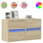 Muebles de TV de pared luces LED 2 uds roble Sonoma 41x31x45 cm de , Muebles TV - Ref: Foro24-852276, Precio: 93,18 €, Descue...