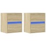 Muebles de TV de pared luces LED 2 uds roble Sonoma 41x31x45 cm de , Muebles TV - Ref: Foro24-852276, Precio: 93,18 €, Descue...
