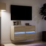 Muebles de TV de pared luces LED 2 uds roble Sonoma 41x31x45 cm de , Muebles TV - Ref: Foro24-852276, Precio: 93,18 €, Descue...