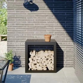 Leñero de acero negro 60x40x60 cm de , Bolsas y soportes de leña - Ref: Foro24-851003, Precio: 105,28 €, Descuento: %