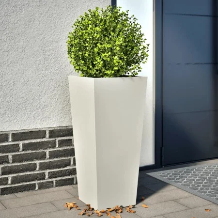 Jardineras 2 uds acero blanco 35x35x75 cm de , Maceteros y jardineras - Ref: Foro24-851083, Precio: 105,22 €, Descuento: %