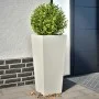 Jardineras 2 uds acero blanco 35x35x75 cm de , Maceteros y jardineras - Ref: Foro24-851083, Precio: 105,22 €, Descuento: %