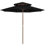 Sombrilla de dos pisos palo de madera negra 270 cm de vidaXL, Sombrillas - Ref: Foro24-313766, Precio: 81,58 €, Descuento: %