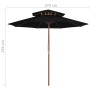 Sombrilla de dos pisos palo de madera negra 270 cm de vidaXL, Sombrillas - Ref: Foro24-313766, Precio: 81,58 €, Descuento: %
