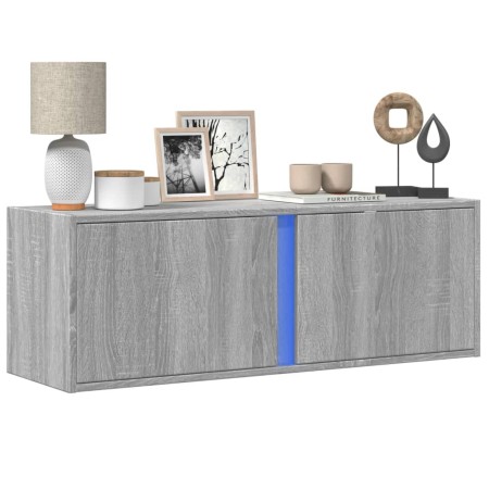 Mueble de TV de pared con luces LED gris Sonoma 100x31x35 cm de , Muebles TV - Ref: Foro24-852269, Precio: 62,34 €, Descuento: %