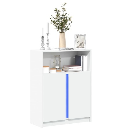Aparador con LED madera de ingeniería blanco 77x34x100 cm de , Aparadores - Ref: Foro24-852145, Precio: 78,59 €, Descuento: %