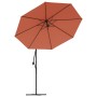 Sombrilla voladiza con luces LED y palo de acero terracota de vidaXL, Sombrillas - Ref: Foro24-313781, Precio: 174,99 €, Desc...