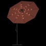 Sombrilla voladiza con luces LED y palo de acero terracota de vidaXL, Sombrillas - Ref: Foro24-313781, Precio: 174,99 €, Desc...