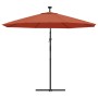 Sombrilla voladiza con luces LED y palo de acero terracota de vidaXL, Sombrillas - Ref: Foro24-313781, Precio: 174,99 €, Desc...