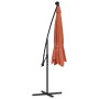 Sombrilla voladiza con luces LED y palo de acero terracota de vidaXL, Sombrillas - Ref: Foro24-313781, Precio: 174,99 €, Desc...