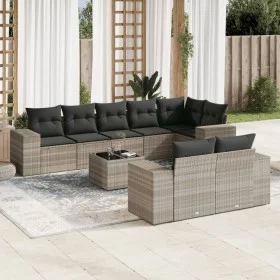 Set muebles jardín 9 pzas y cojines ratán sintético gris claro de , Conjuntos de jardín - Ref: Foro24-3222831, Precio: 670,47...