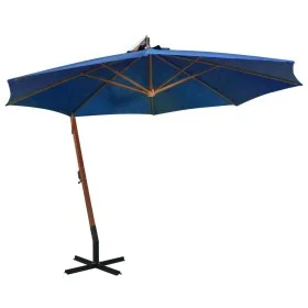 Sombrilla colgante con palo madera abeto azul celeste 3,5x2,9 m de vidaXL, Sombrillas - Ref: Foro24-313773, Precio: 164,14 €,...