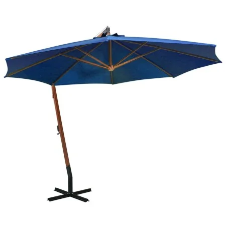 Sombrilla colgante con palo madera abeto azul celeste 3,5x2,9 m de vidaXL, Sombrillas - Ref: Foro24-313773, Precio: 164,14 €,...