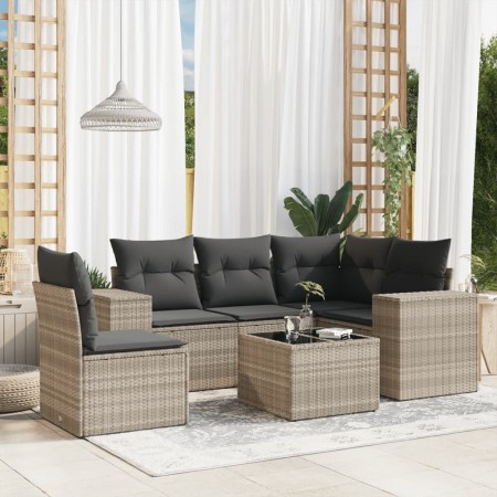 Set de sofás de jardín 6 pzas y cojines ratán sintético gris de , Conjuntos de jardín - Ref: Foro24-3222581, Precio: 415,03 €...