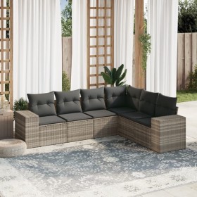 Set de sofás de jardín 6 pzas y cojines ratán sintético gris de , Conjuntos de jardín - Ref: Foro24-3222611, Precio: 448,92 €...