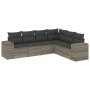 Set de sofás de jardín 6 pzas y cojines ratán sintético gris de , Conjuntos de jardín - Ref: Foro24-3222611, Precio: 448,92 €...