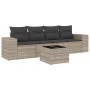 Garden sofa set and cushions 5 pieces light gray synthetic rattan by , Modular outdoor sofas - Ref: Foro24-3222291, Price: 34...