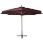 Sombrilla colgante con palo madera abeto rojo burdeos 3,5x2,9 m de vidaXL, Sombrillas - Ref: Foro24-313770, Precio: 165,62 €,...
