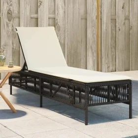 Tumbona con cojín ratán sintético marrón de , Tumbonas - Ref: Foro24-4002738, Precio: 143,24 €, Descuento: %