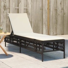 Tumbona con cojín ratán sintético marrón de , Tumbonas - Ref: Foro24-4002738, Precio: 145,91 €, Descuento: %