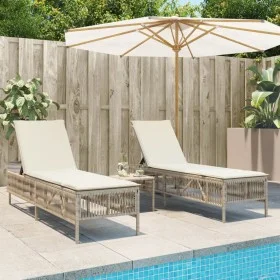 Tumbonas con mesita 2 unidades ratán sintético beige by , Loungers - Ref: Foro24-4002750, Price: 288,81 €, Discount: %