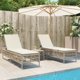 Tumbonas con mesita 2 unidades ratán sintético beige de , Tumbonas - Ref: Foro24-4002750, Precio: 282,32 €, Descuento: %