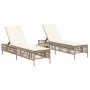 Tumbonas con mesita 2 unidades ratán sintético beige de , Tumbonas - Ref: Foro24-4002750, Precio: 282,32 €, Descuento: %