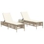 Tumbonas con mesita 2 unidades ratán sintético beige de , Tumbonas - Ref: Foro24-4002750, Precio: 282,32 €, Descuento: %
