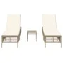 Tumbonas con mesita 2 unidades ratán sintético beige by , Loungers - Ref: Foro24-4002750, Price: 288,81 €, Discount: %